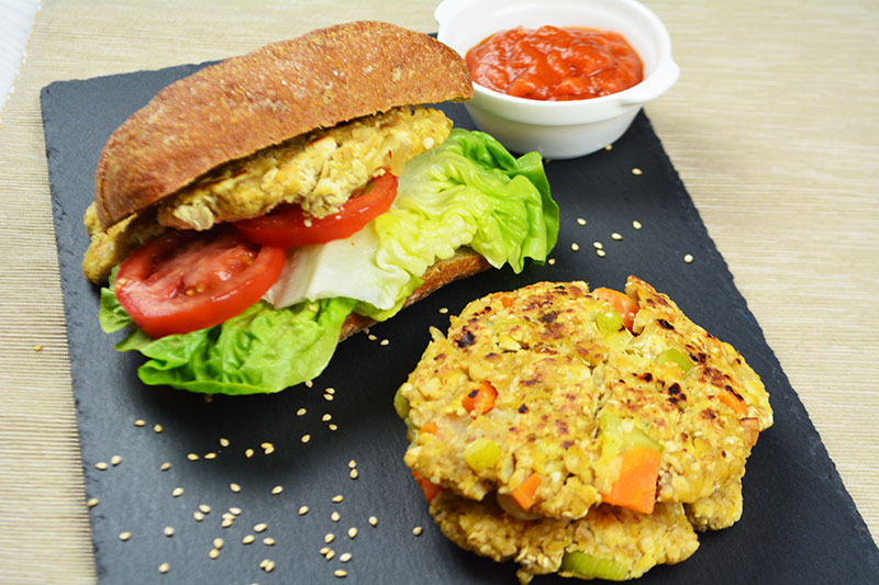 hamburgresas veganas de tofu y verduras por nutricienta