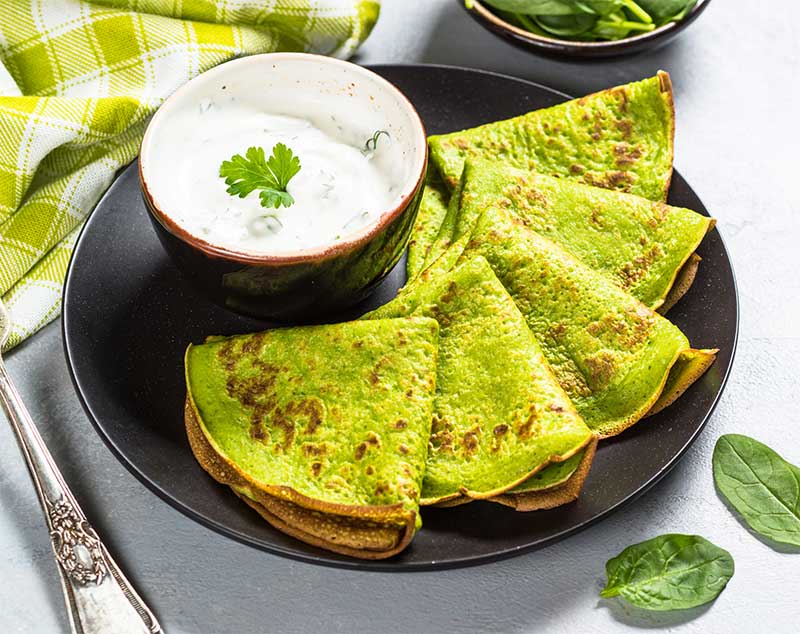 Crepes saladas de espinacas y avena Receta saludable Nutricienta