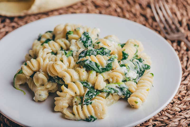 receta de pasta con espinacas