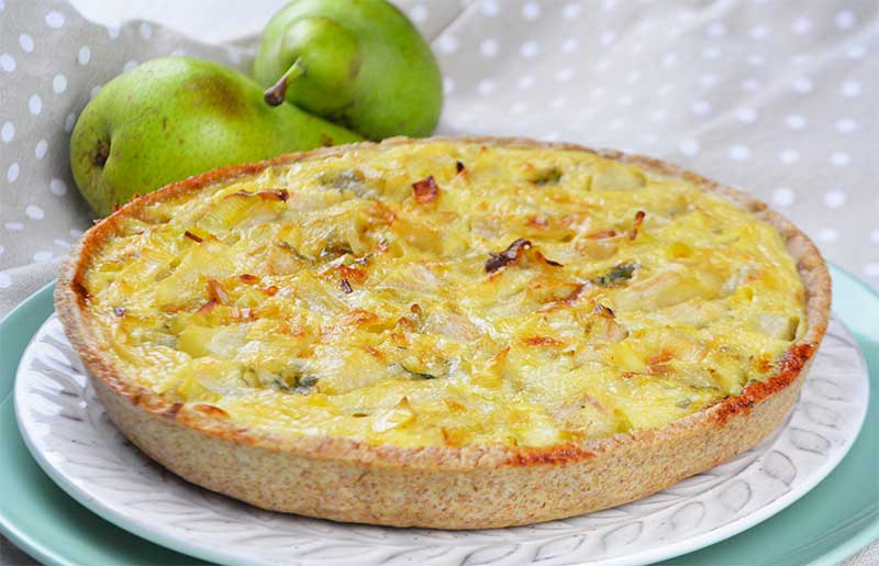 deliciosa quiche de peras y queso roquefort o queso azul con todas sus propiedades nutricionales por nutricienta